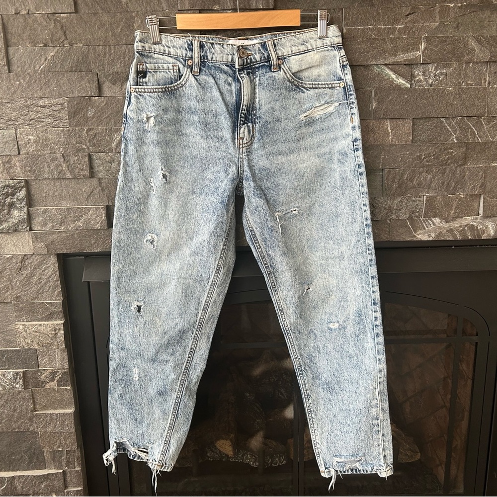 KanCan Distressed Straight Leg Mom Jeans